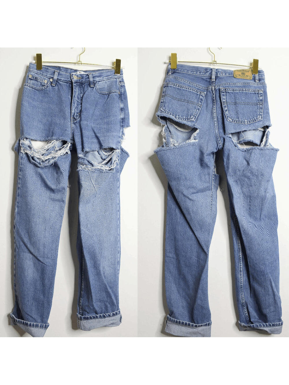 Tommy Hilfiger Distressed Upcycled Straight Leg Blue Jeans - 27